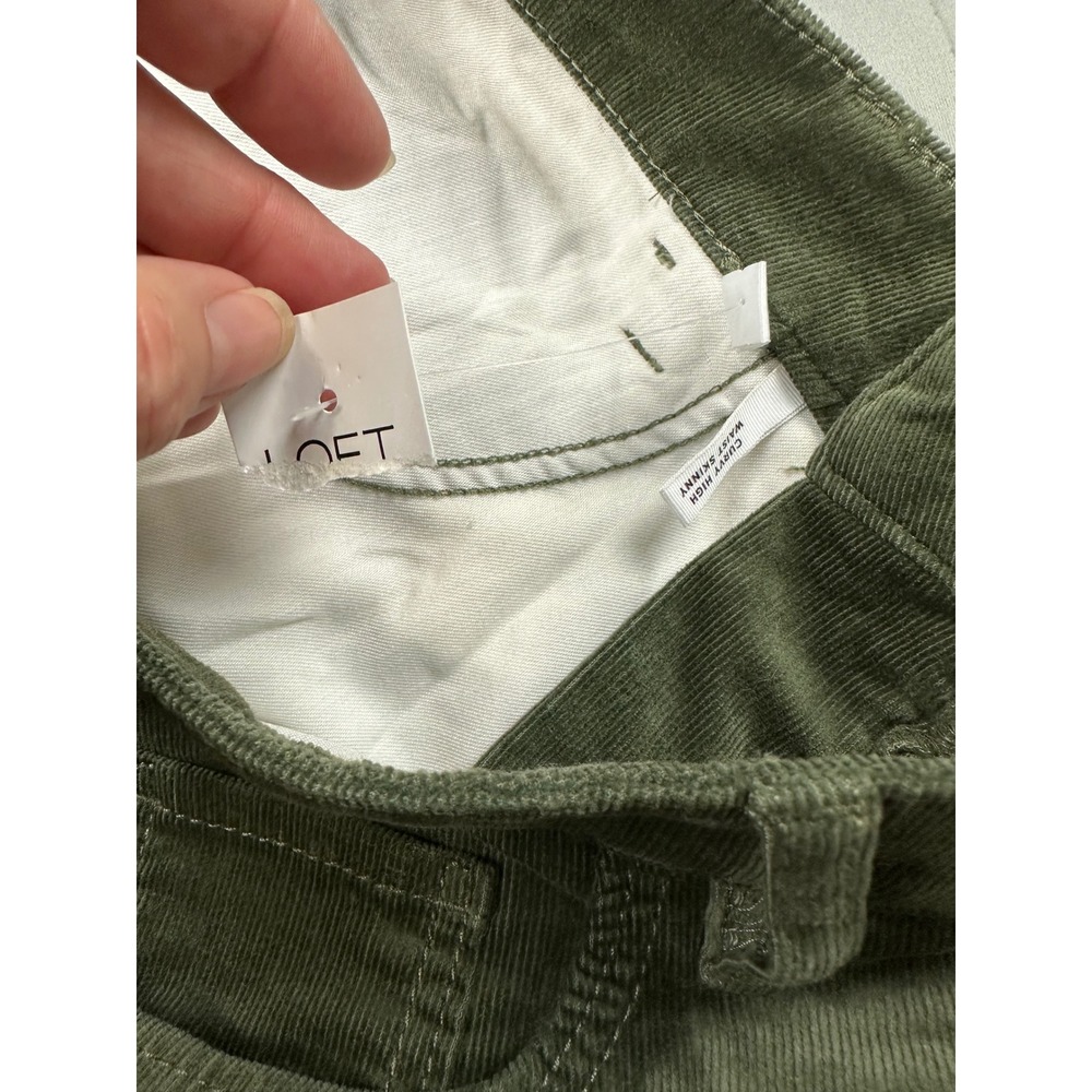 LOFT Curvy High Waist Skinny Corduroy Pants Olive Green Size 30 10 NEW - Picture 7 of 11
